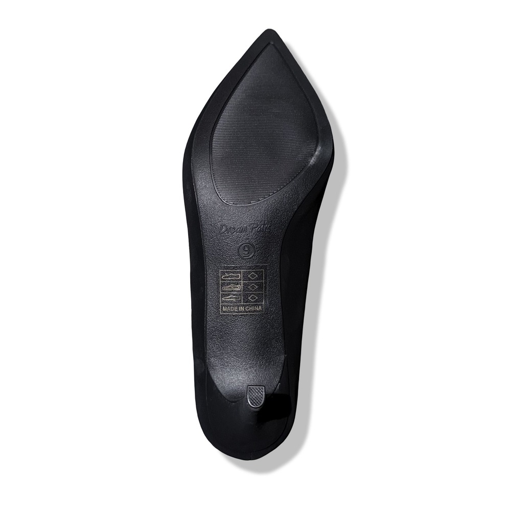NIB Dream Pairs Women Black Nubuck Pointed Toe Stiletto Heel Pumps Shoes Sz 9 - Picture 3 of 14